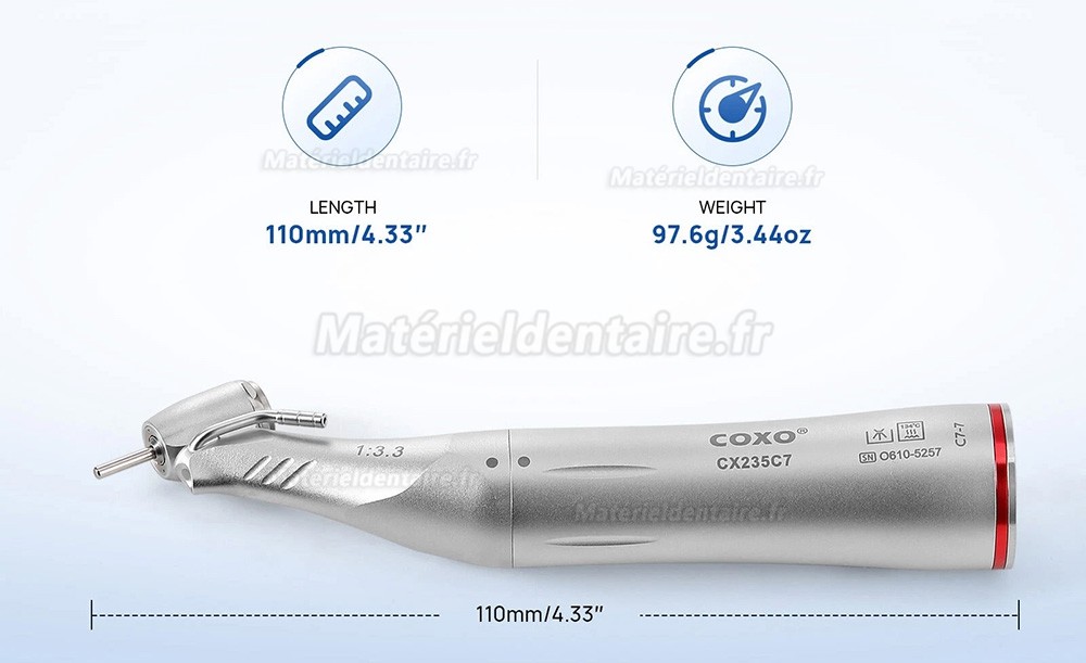 Pièce à main contre-angle COXO CX235C7-7 45° LED multiplicateur 1:5